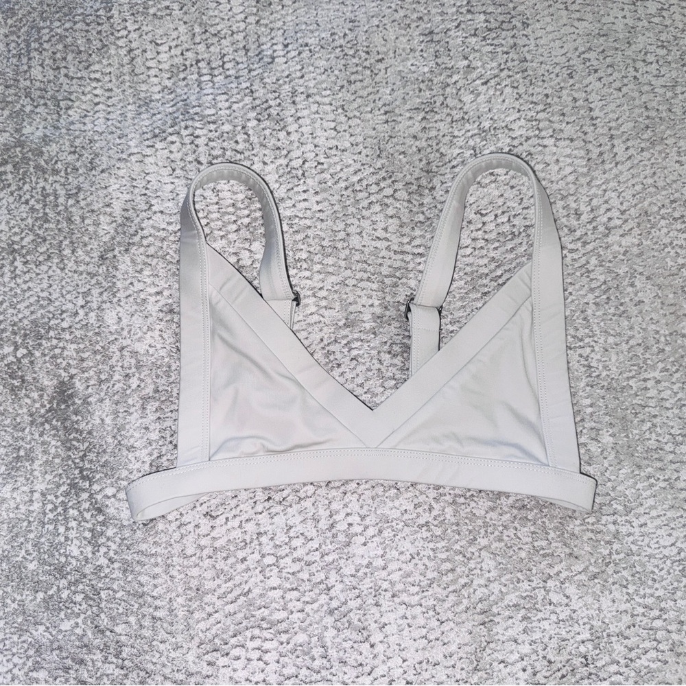 Fae Swim White Triangle Bikini Top w/ two straps